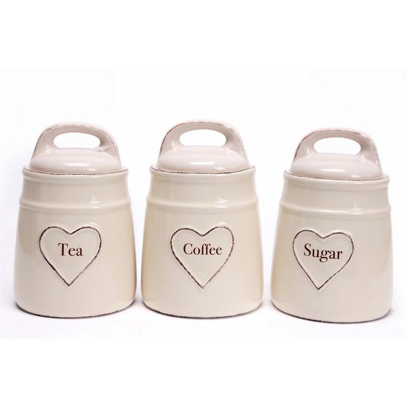 3 x Ceramic Jars 13cm - White