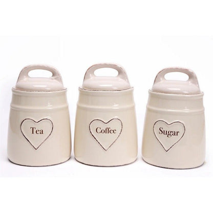 3 x Ceramic Jars 13cm - White