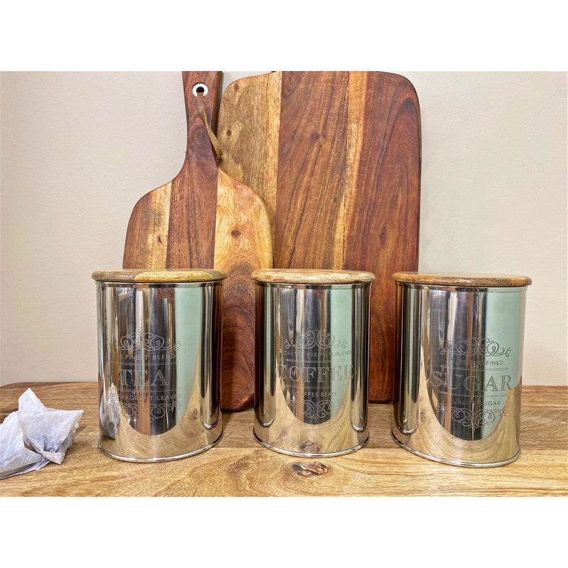 3 x Metal Tins 17cm - Silver