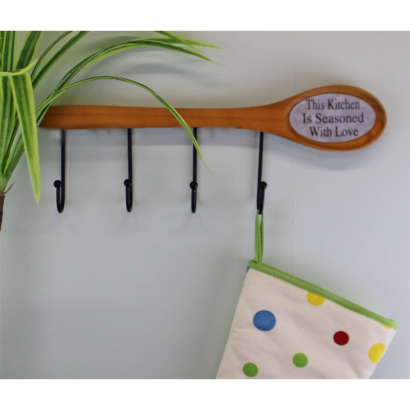 Spoon Wall Hooks Metal & Wood Wall Mounted - 35.5cm