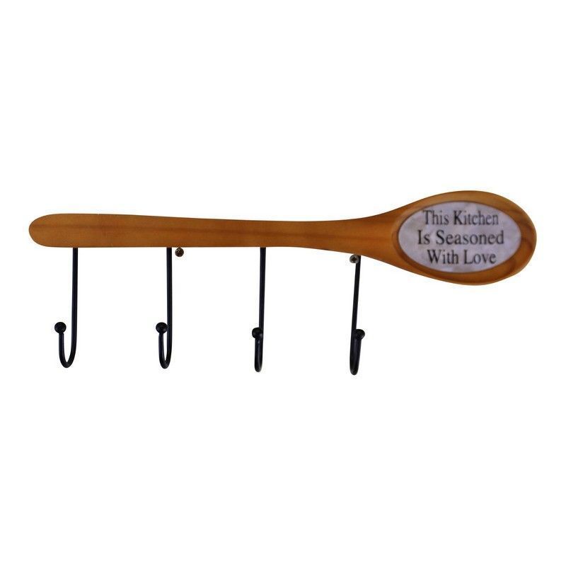 Spoon Wall Hooks Metal & Wood Wall Mounted - 35.5cm