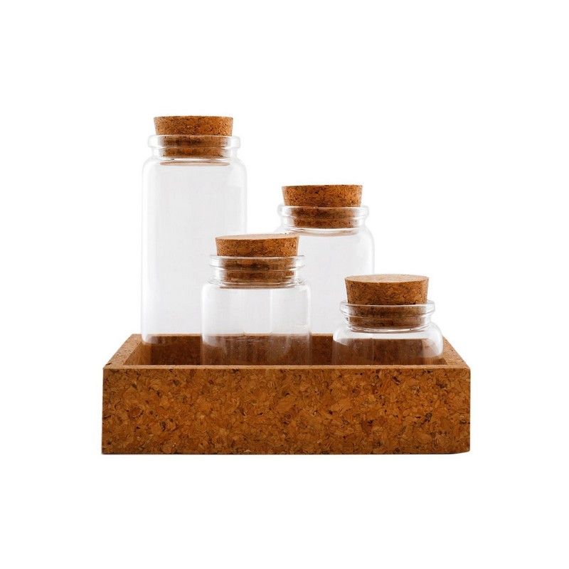 4 x Glass Jars Cork Lid - Clear