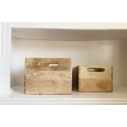 2 x Cheese & Wine Wood Crates - Natural