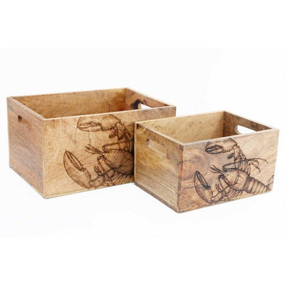 2 x Lobster Wood Crates - Natural