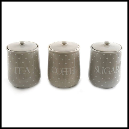 3 x Ceramic Jars 12.5cm - Grey