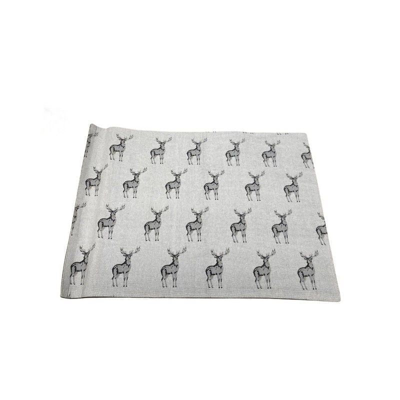 2x Placemat Fabric Grey with Stag Pattern - 46cm