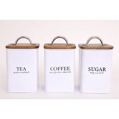 3 x Metal Tins 13cm - White