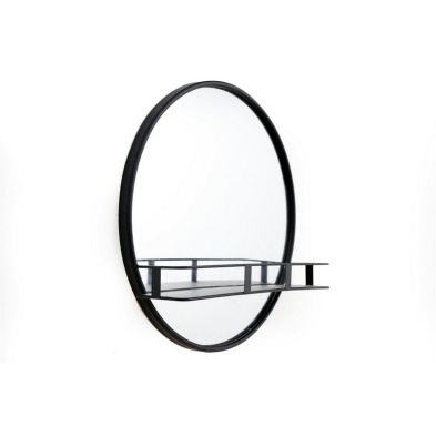 Contemporary Wall Mirror Metal Black 50cm