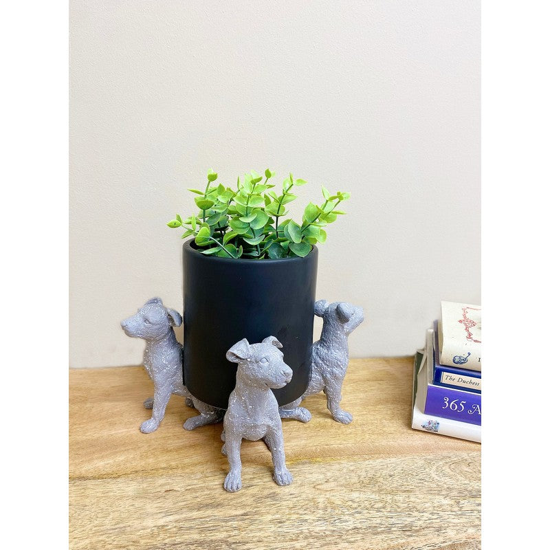 3x Dog Pot Riser Polyresin Grey - 13cm