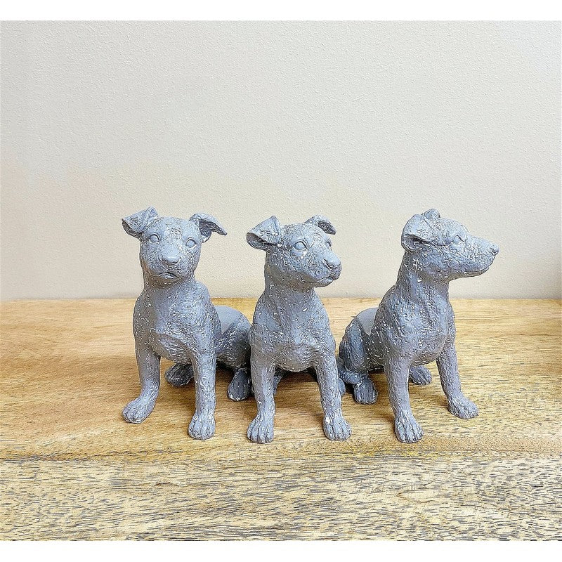 3x Dog Pot Riser Polyresin Grey - 13cm