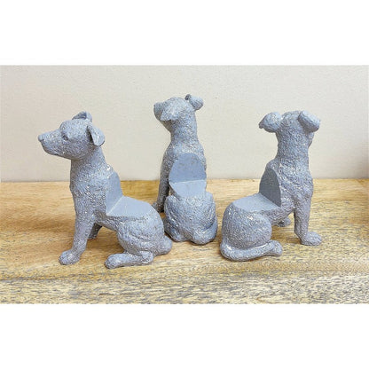 3x Dog Pot Riser Polyresin Grey - 13cm