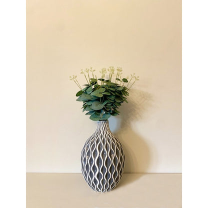 Serenity Vase Ceramic Grey with Ripple Pattern - 27cm