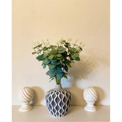 Serenity Vase Ceramic Grey with Ripple Pattern - 20cm