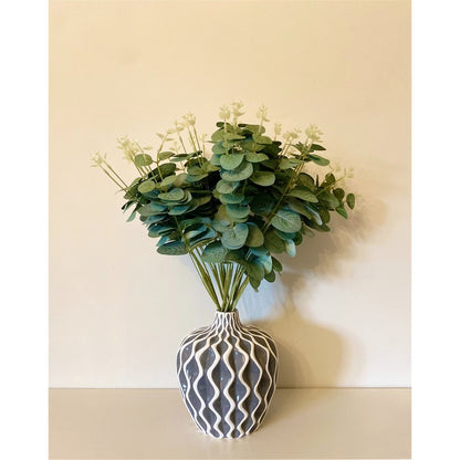 Serenity Vase Ceramic Grey with Ripple Pattern - 20cm