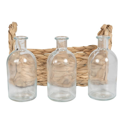 3x Bottle Vase Glass - 14cm