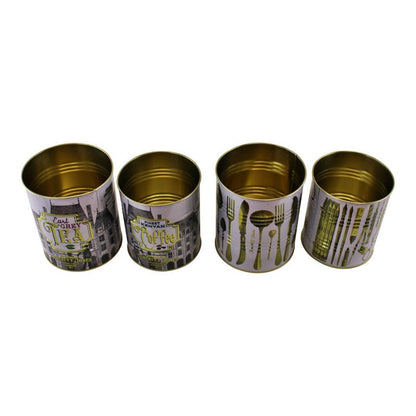 4 x Metal Tins - White & Gold