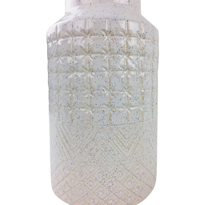 Vase Stoneware White with Textured Pattern - 30cm