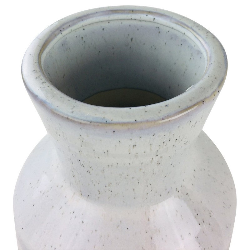 Vase Stoneware White with Star Pattern - 44cm