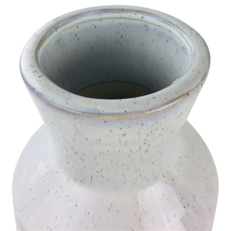 Vase Stoneware White with Herringbone Pattern - 44cm