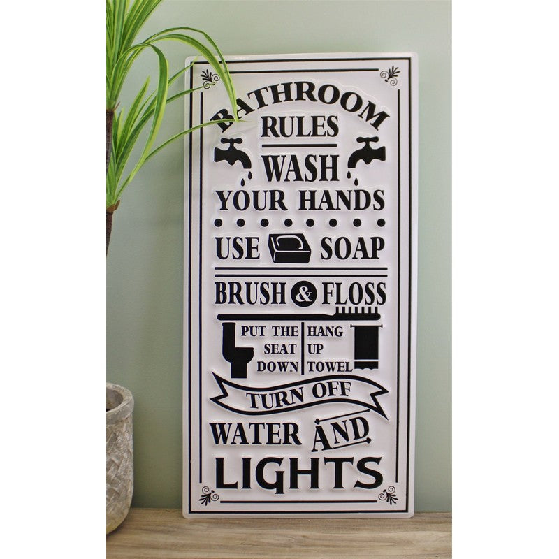 Bathroom Rules Sign Metal Wall Mounted - 60cm