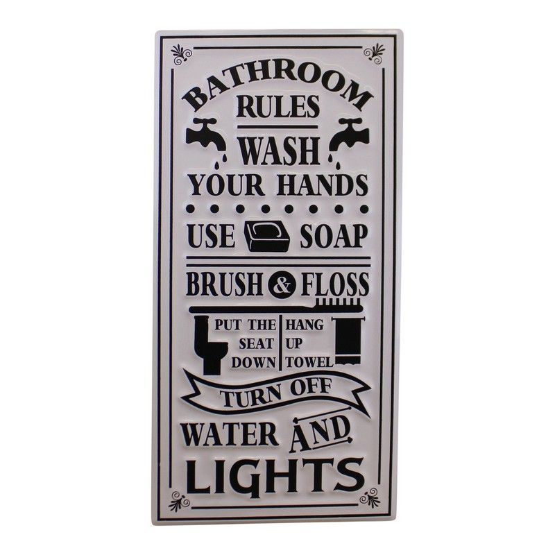 Bathroom Rules Sign Metal Wall Mounted - 60cm