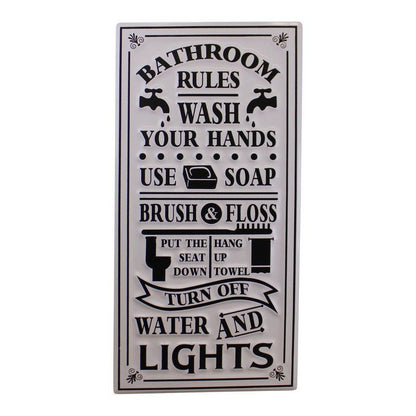 Bathroom Rules Sign Metal Wall Mounted - 60cm