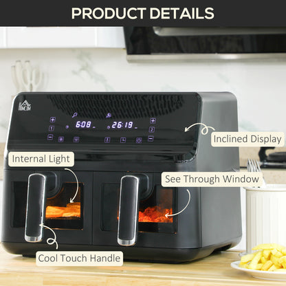 2500W 8L Family Size Air Fryer With 8 Presets Black by Homcom