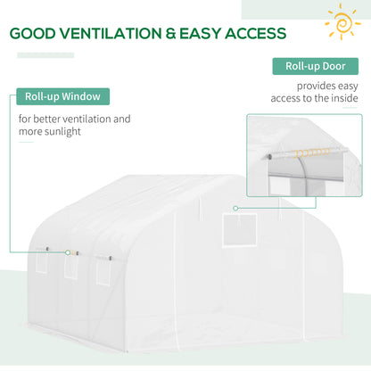 Outsunny Walk In Greenhouse Cover Replacement Plant Growhouse PE Cover 4.5x3x2m White