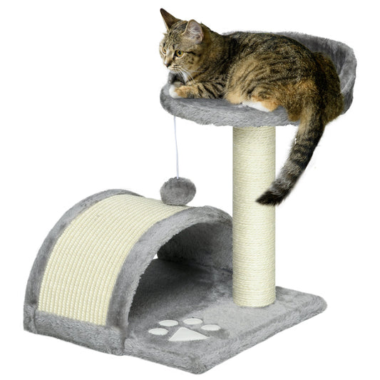 Cat Scratching Post, Cat Tree Scratching Kitten Activity Centre Climber Hanging Ball, Scratch Post for Indoor Cats, Grey-0