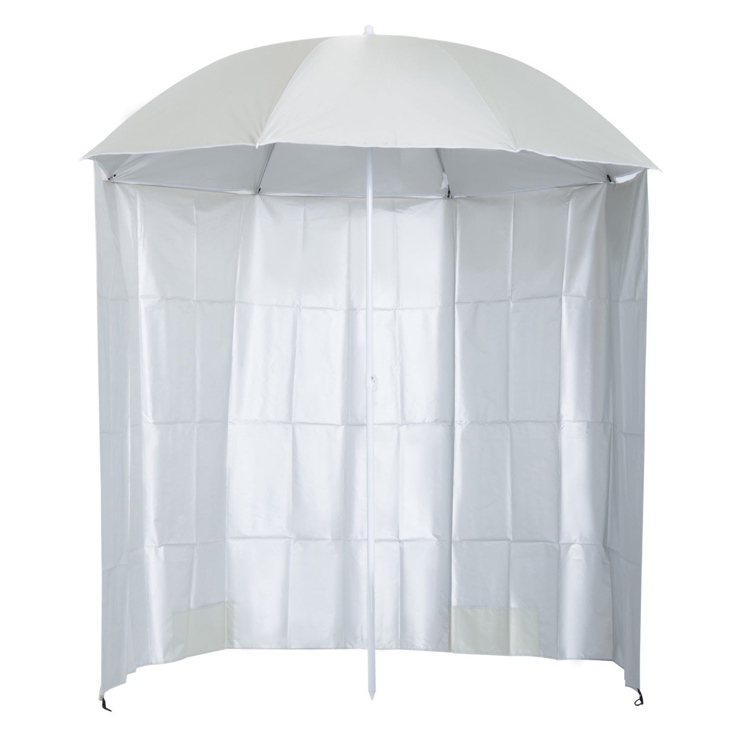 Outsunny 88" Arc 2.2M Fishing Umbrella Beach Parasol with Sides Brolly Shelter Canopy Shade with FREE Carry Bag Off-White