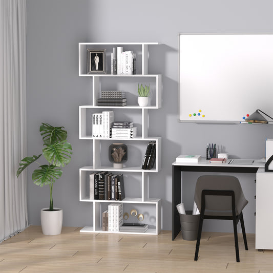 Homcom Particle Board 6-Tier Asymmetrical Shelving Unit White