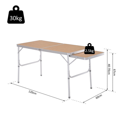 Outsunny Aluminium Medium-density fibreboard-Top 4ft Folding Portable Outdoor Table Silver