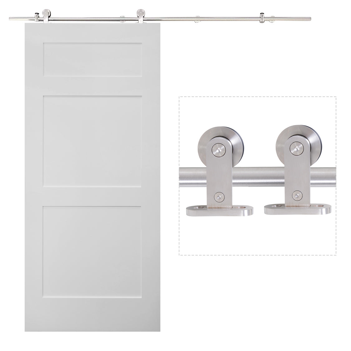 Homcom Wooden Sliding Door Kit Stainless Steel Smooth Operation Hardware Track Kit System Unit For Single Door 2000mm