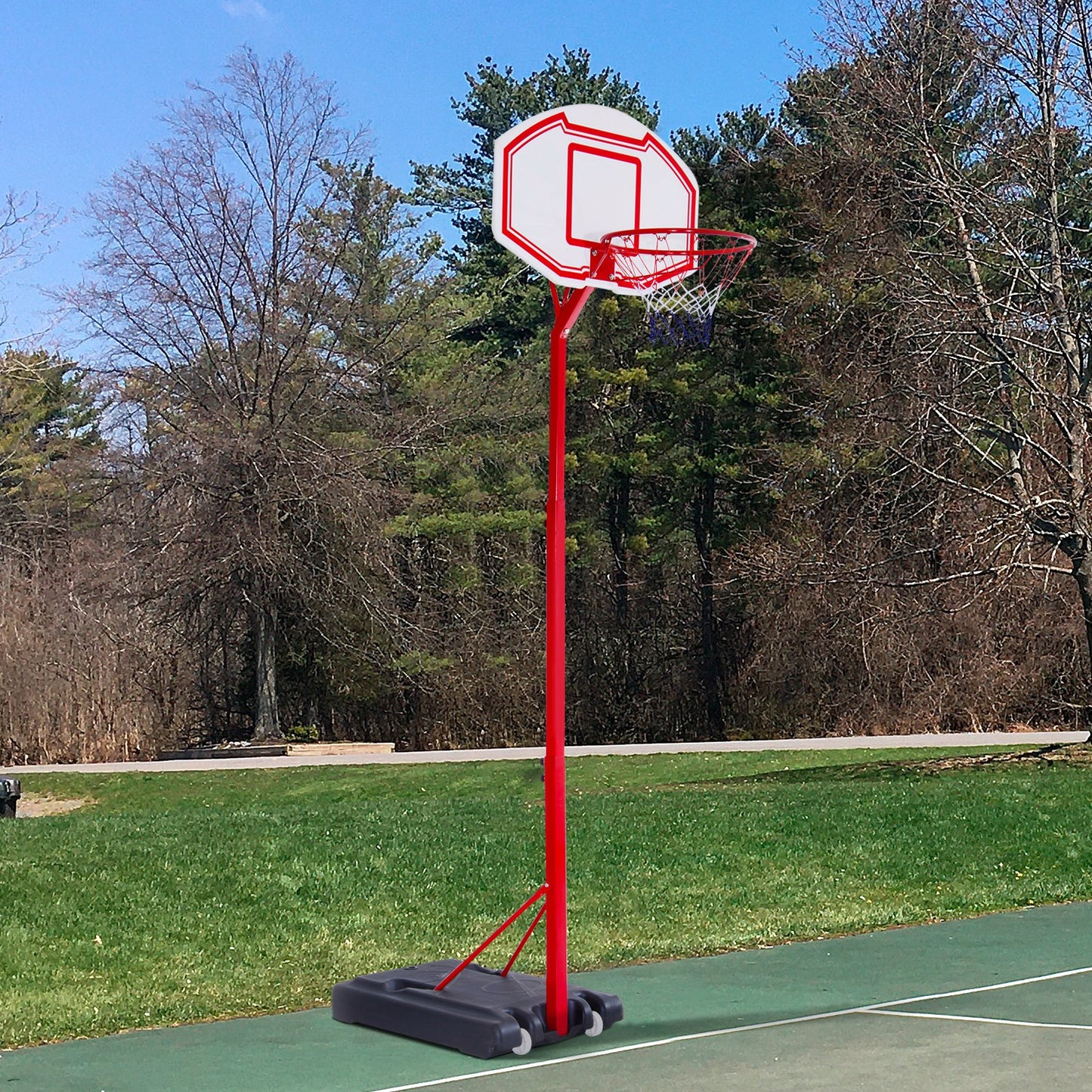 Homcom Basketball Stand Net Hoop Backboard Portable 260-310cm Height Adjustable with Wheels for Kids Adults Sports Fun