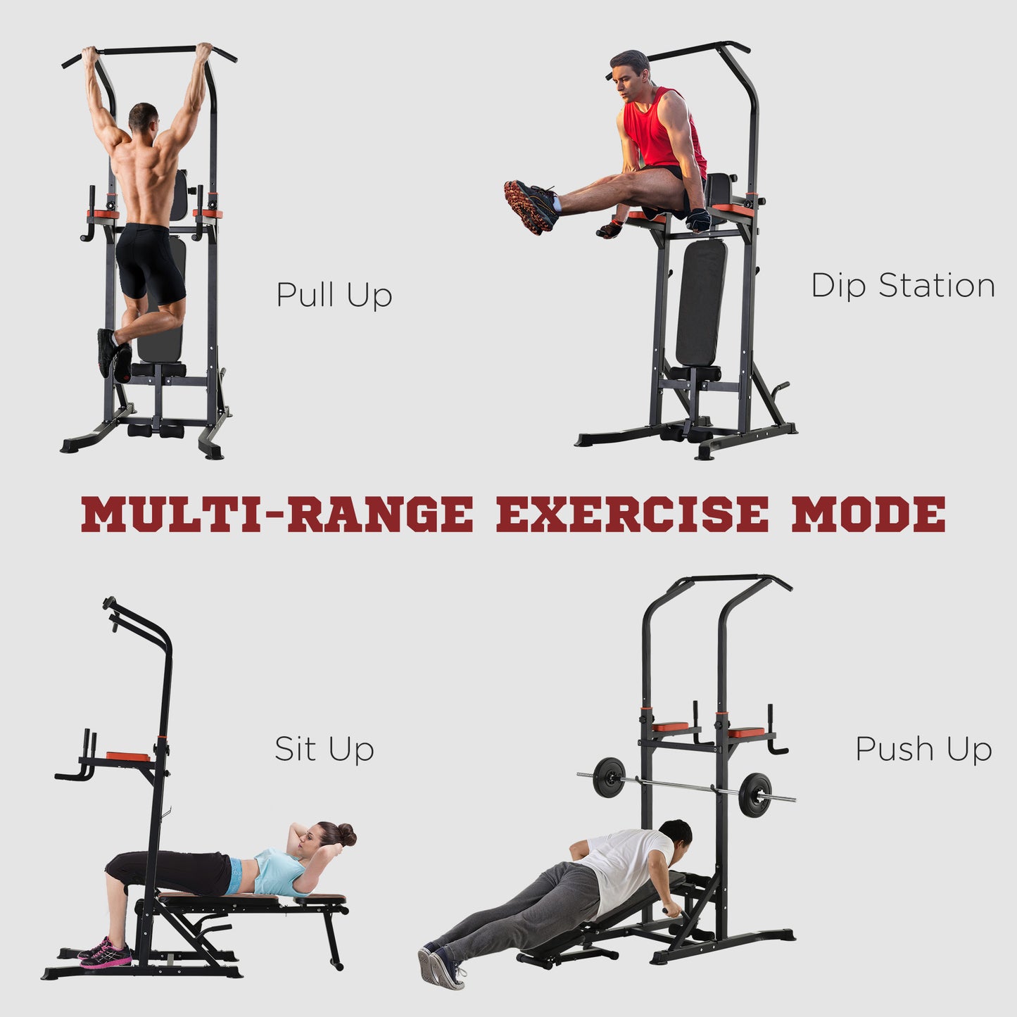 Homcom Adjustable&Folded Dip Stands Multi-Function Pull-ups Sit-ups