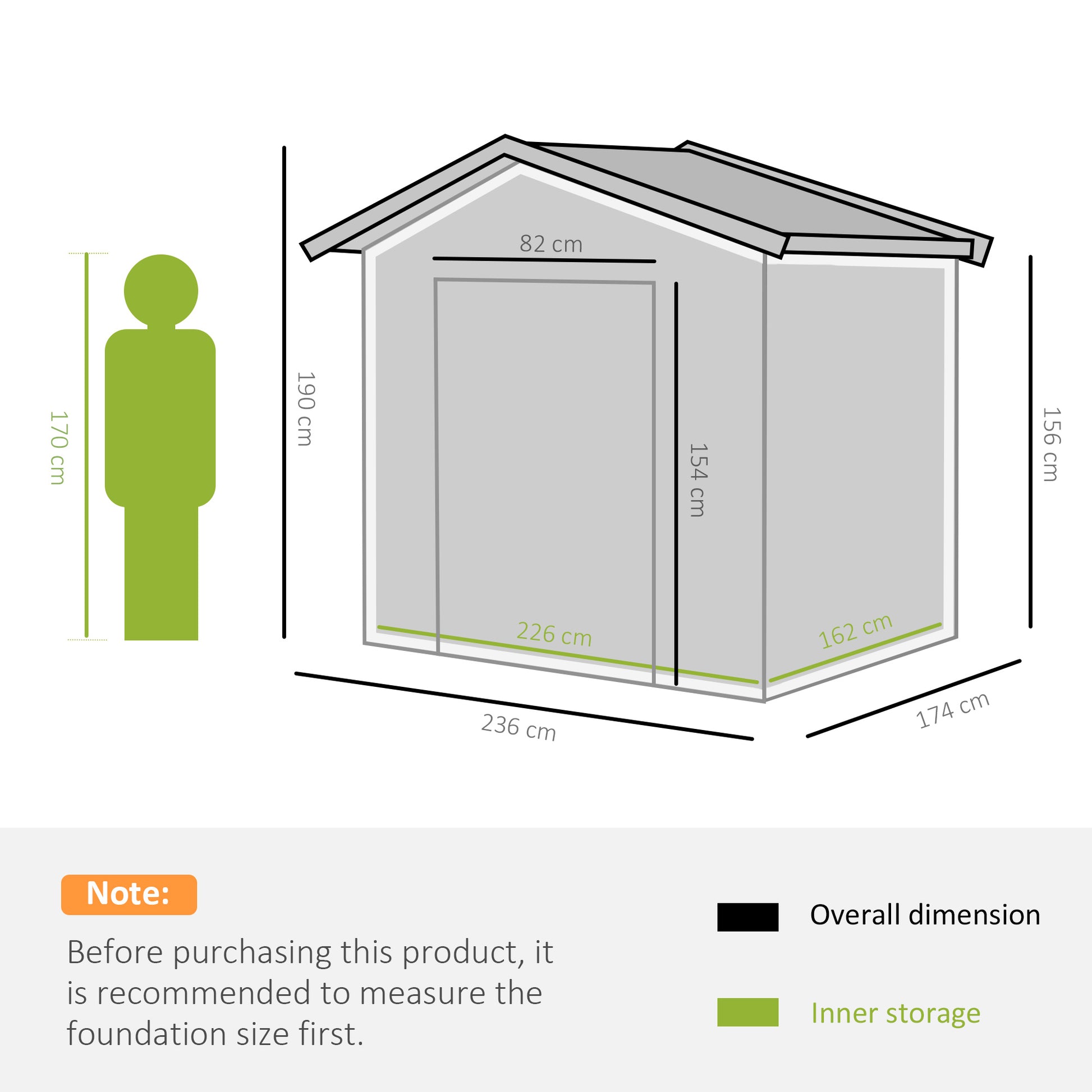 Galvanised 8 x 6' Sliding Double Door Apex Garden Shed With Ventilation Steel Green by Steadfast