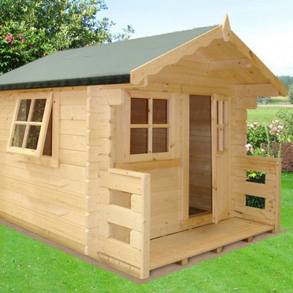 Shire Salcey 5' 10" x 6' 11" Apex Children's Playhouse - Premium 28mm Cladding Log Clad