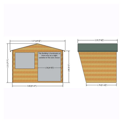 Shire Sandringham 10' 8" x 7' 8" Apex Summerhouse - Premium 12mm Cladding Shiplap