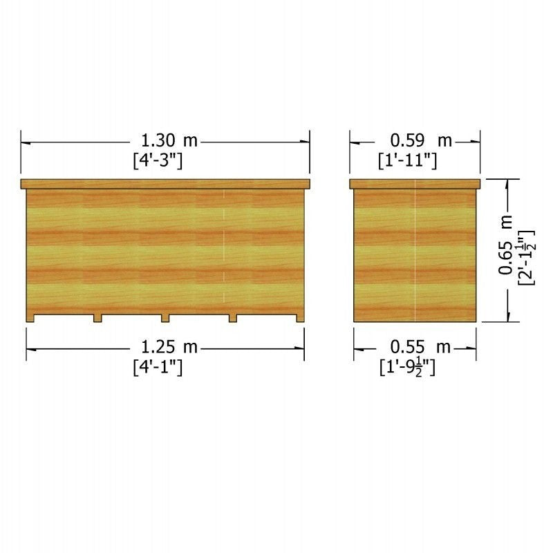 Shire Securstore 4' 3" x 1' 11" Flat Storage Box - Premium Pressure Treated Shiplap