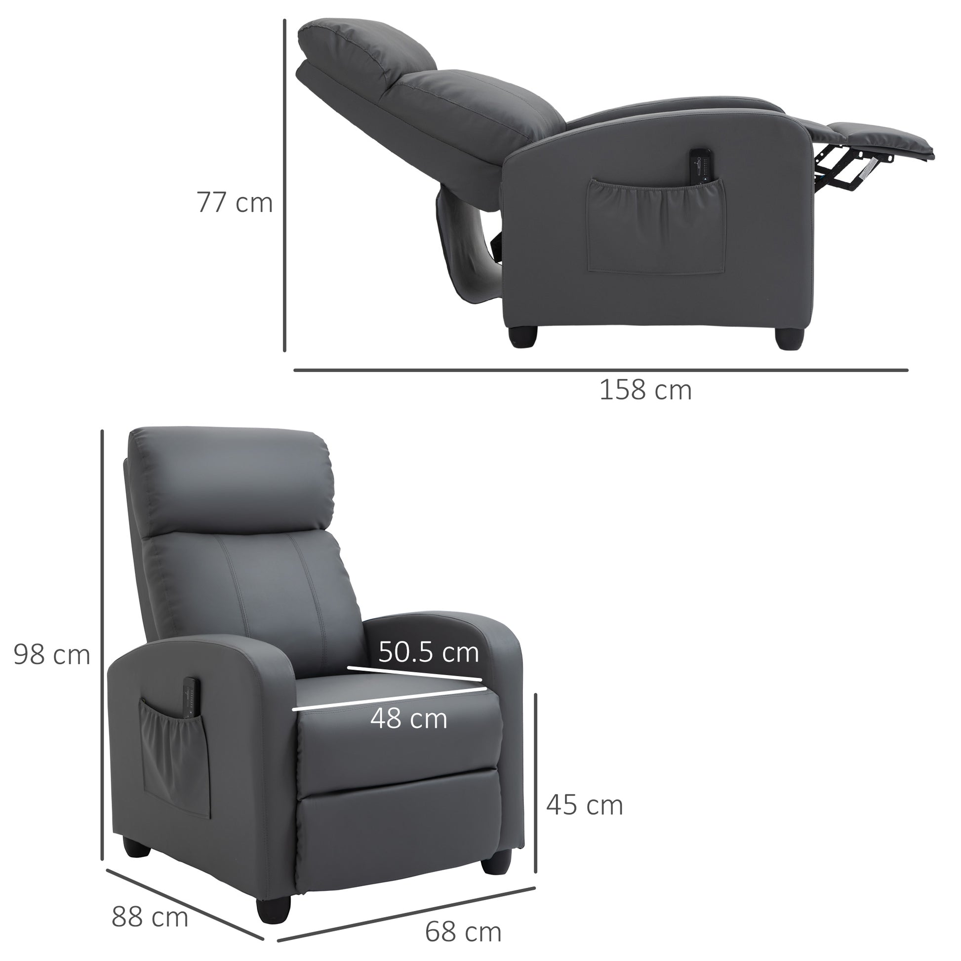 Homcom Recliner Sofa Chair PU Leather Massage Armcair w/ Remote Control