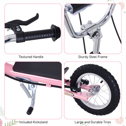 Homcom Teen Stunt Scooter Push Kick Scooters For Kids With Rubber Wheels Adjustable Handlebar Front Rear Dual Brakes Kickstand