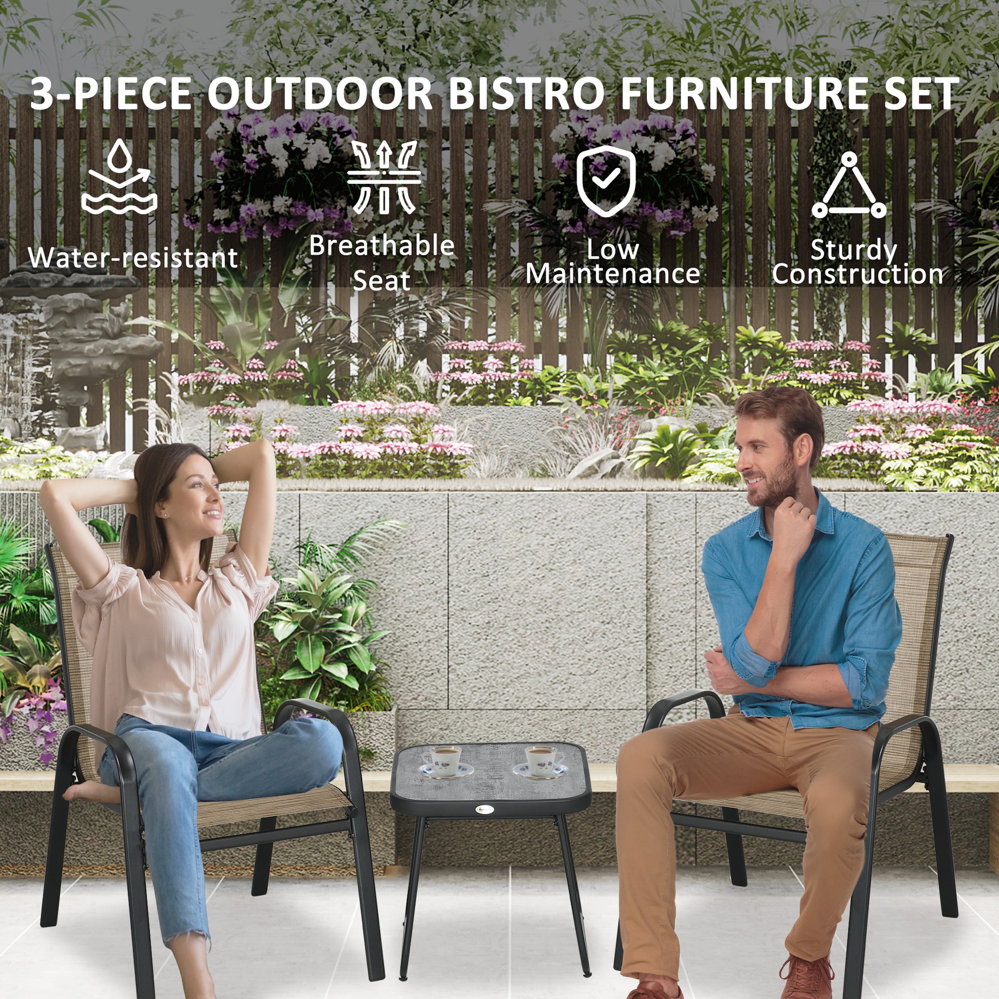 Outsunny 3 Pieces Outdoot Bistro Set