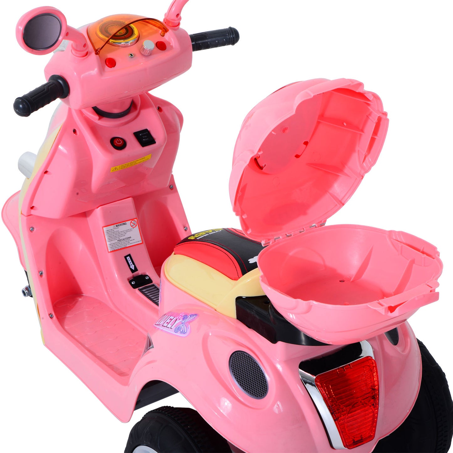 Homcom Plastic Music Playing Electric Ride-On Motorbike w/ Lights Pink