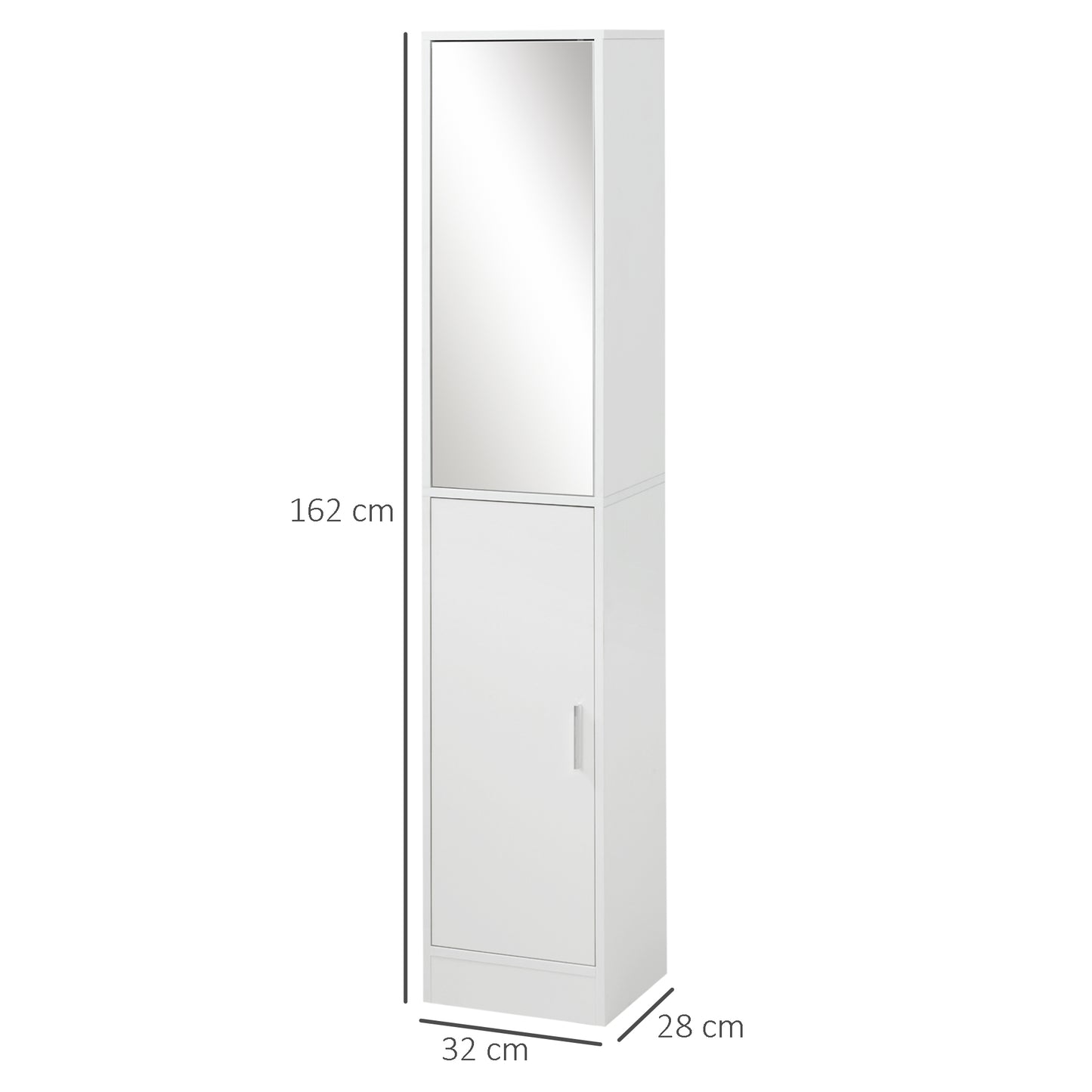 kleankin Tall Mirrored Bathroom Cabinet