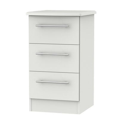 Colby Slim Bedside Table Light Grey 3 Drawers