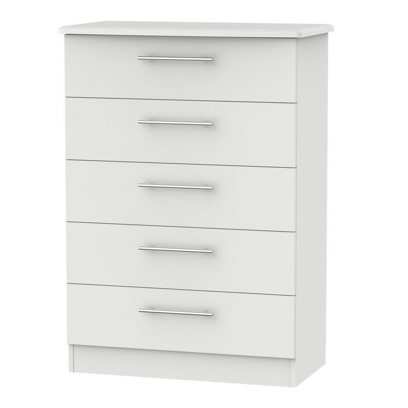 Colby Tall Chest of Drawers Light Grey 5 Drawers