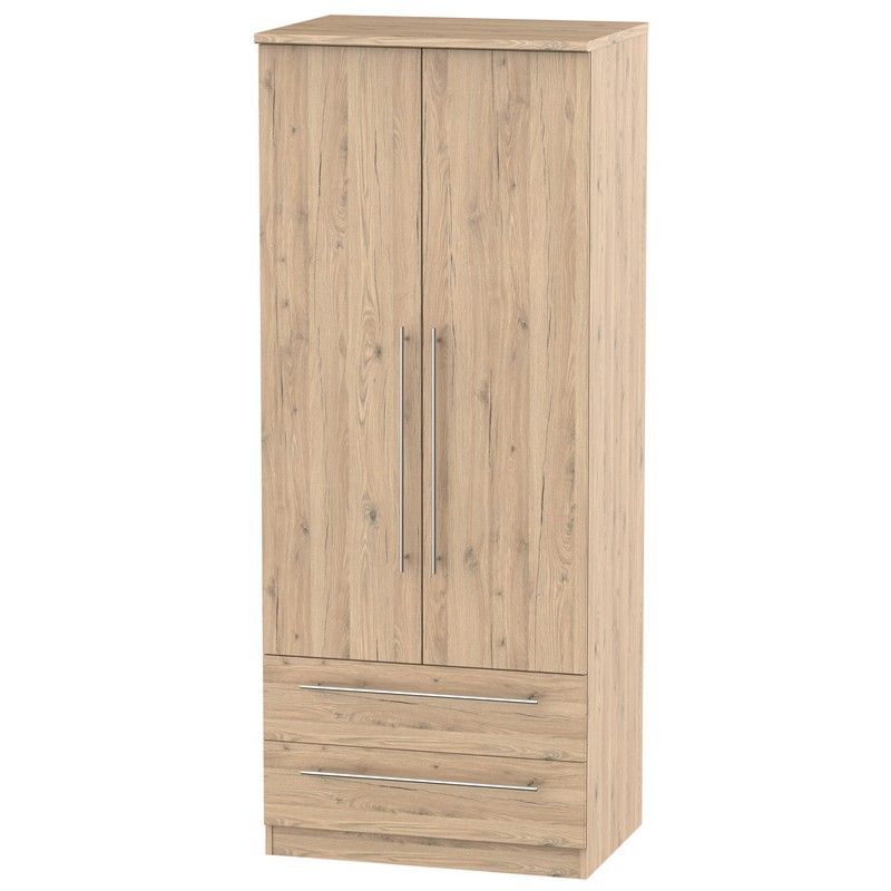 Colby Tall Wardrobe Natural 2 Doors 2 Drawers