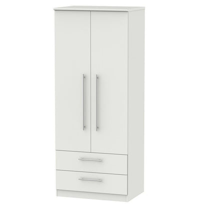 Colby Tall Wardrobe Light Grey 2 Doors 2 Drawers