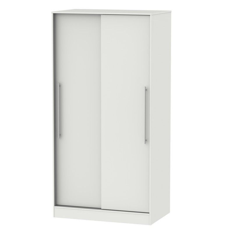 Colby Tall Sliding Door Wardrobe Light Grey 2 Doors