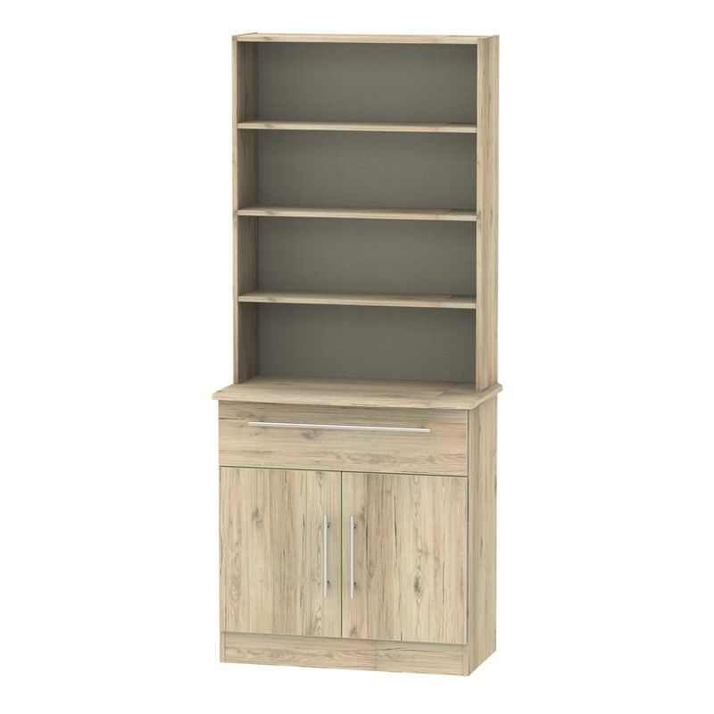 Colby Tall Shelving Unit Natural 2 Doors 4 Shelves 1 Drawer